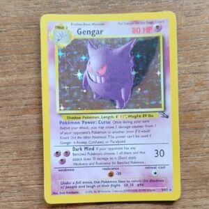 Gengar Pokémon Card with Yellow Border Shadow Boarder Fossil Set. Used